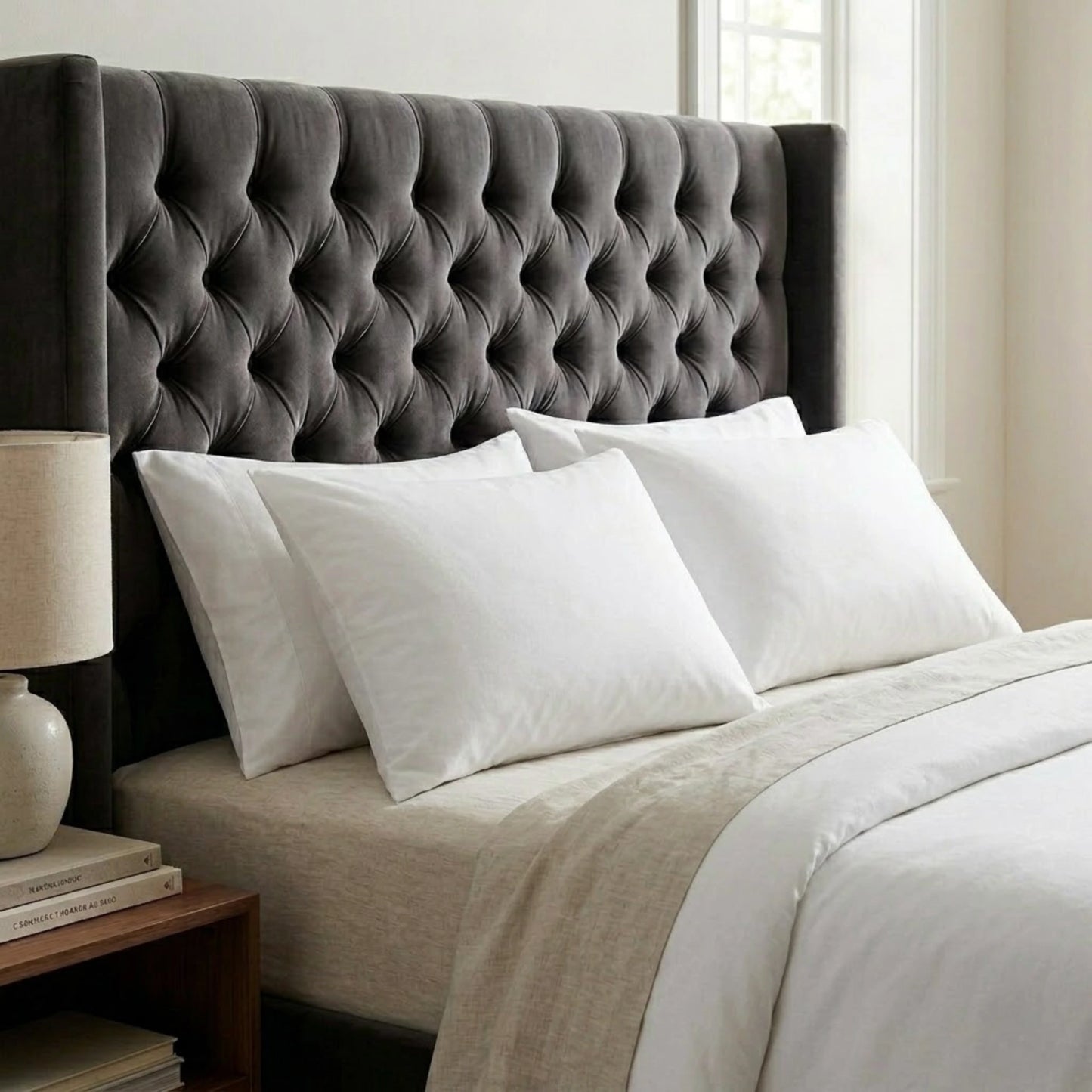 White bamboo lyocell pillowcase — smooth fabric drape showing premium texture and finish.