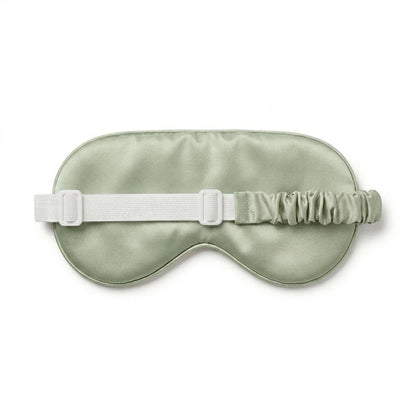 Sage bamboo lyocell sleep eye mask — adjustable elastic strap detail close-up.