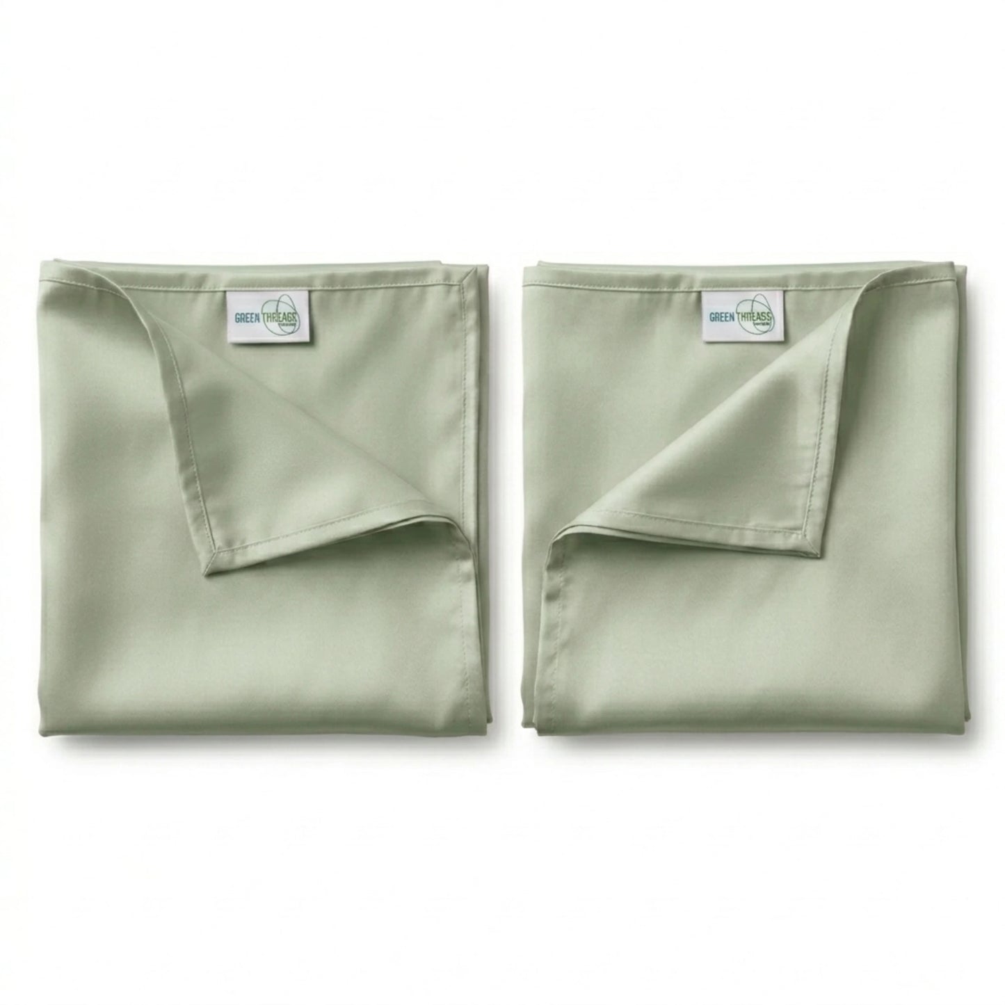 Pair of premium bamboo lyocell pillowcases in Sage designed for cooler sleep and gentle care for hair and skin.