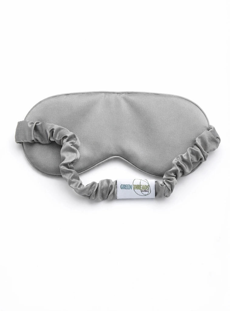 Grey bamboo lyocell sleep eye mask — reverse side showing soft inner lining detail.
