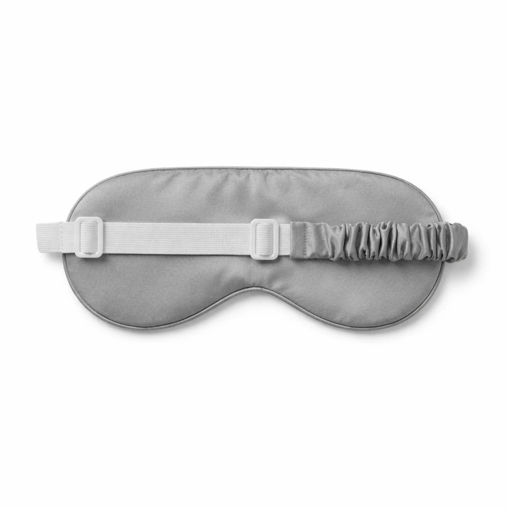 Grey bamboo lyocell sleep eye mask — side profile showing adjustable strap for a secure, comfortable fit.